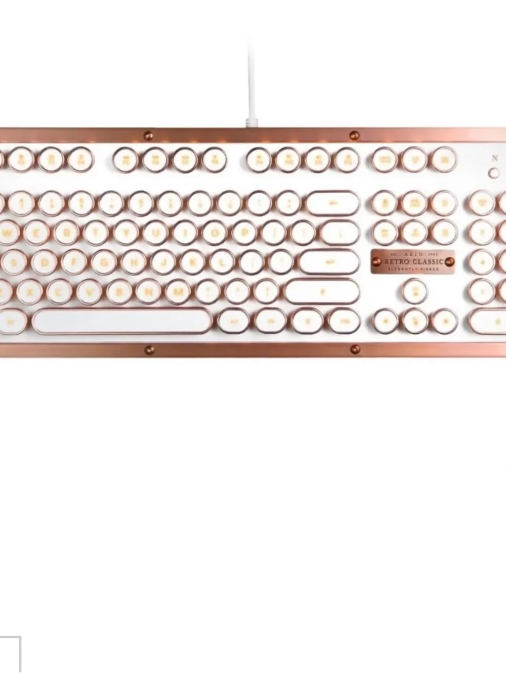AZIO MK Retro Keyboard (Model: MK-RETRO-02) Full Size Numeric Keypad White
